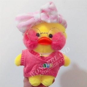 Милая желтая утка в розовом свитере с розовым бантиком на голове LaLaFan